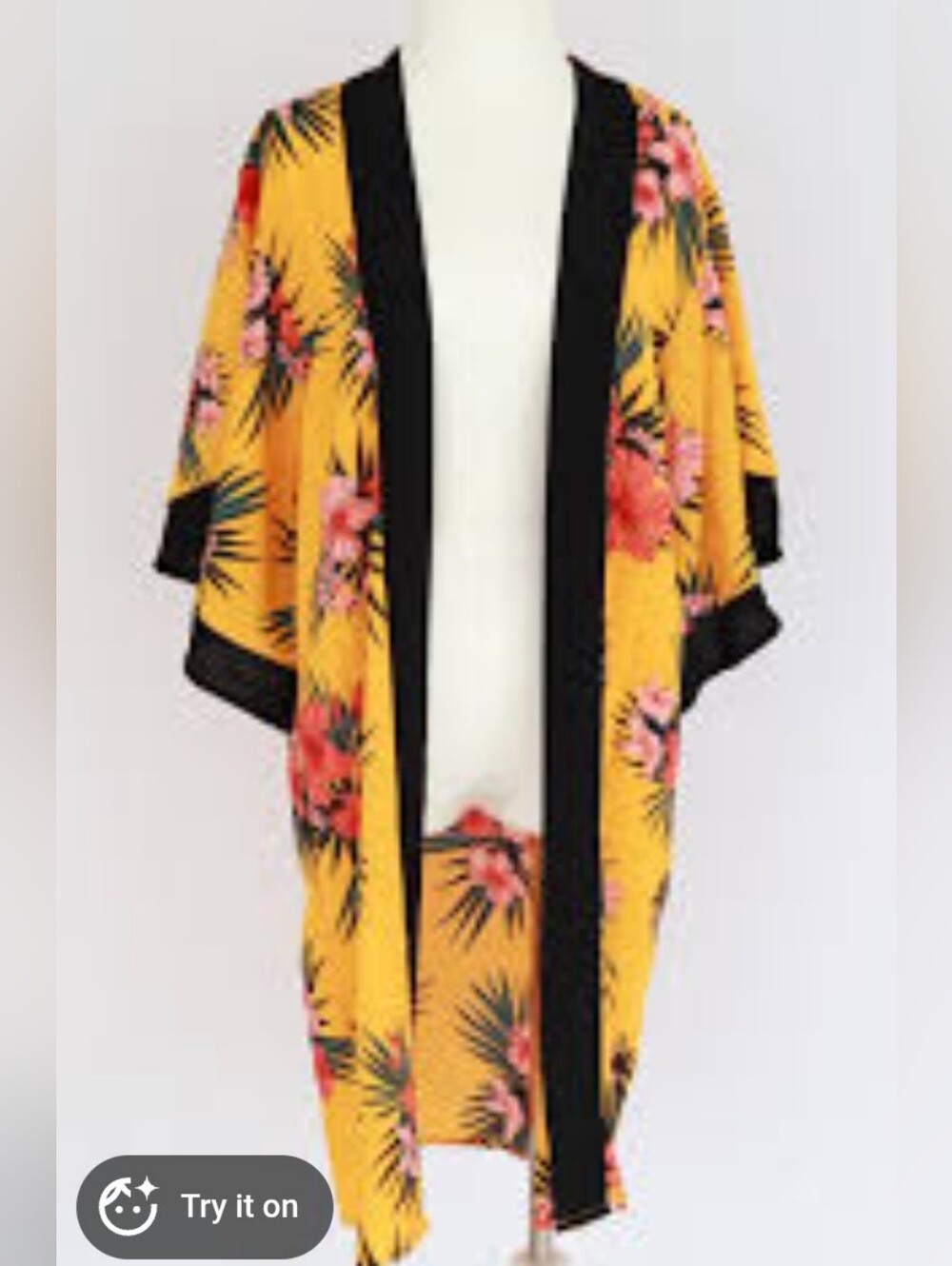 Forever 21 Yellow Floral Open Front Kimono